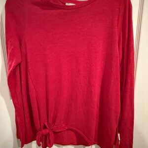 Zara Vibrant Red Long Sleeve Top with Tie Detail